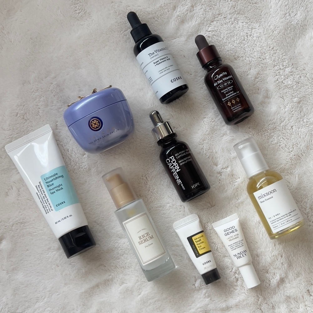 Skincare Bundle snail mucin tatcha Cosrx pdrn caffeine Sunday Riley good genes